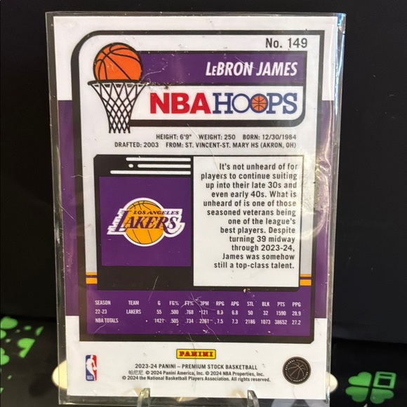 Panini NBA Hoops LeBron James Purple and White Card - Picture 3 of 3